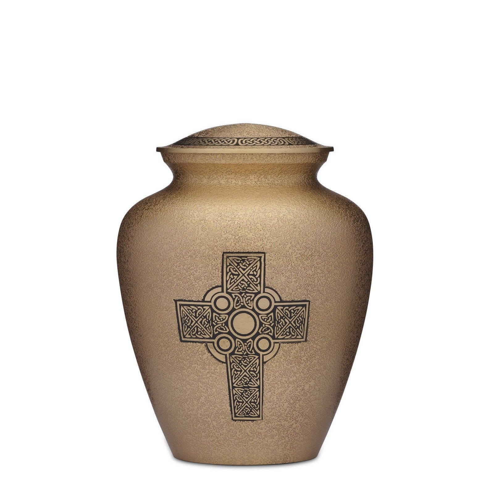 Hammered Gold Cross Urn Adult